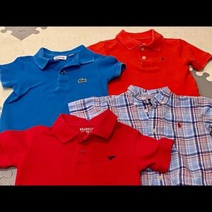 Three polos and one button down, 18 month - 2T boy, Ralph Lauren and Lacoste
